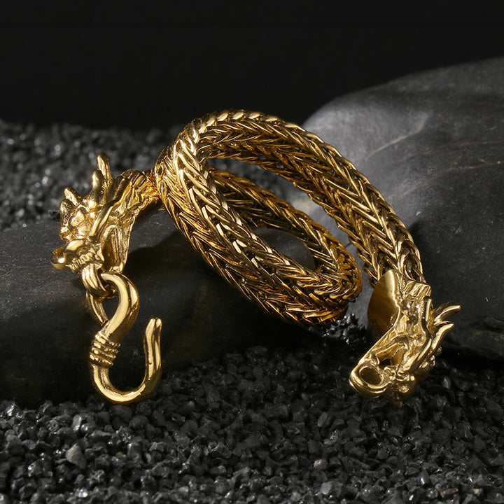 WorldNorse Double Dragon Head Hook Bracelet