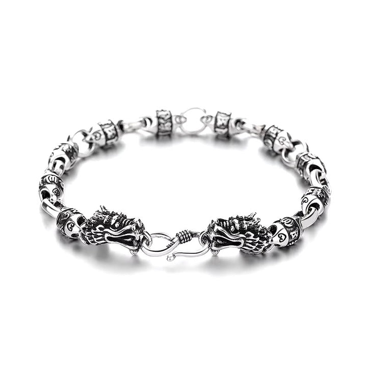 WorldNorse Double Dragon Head Circular Chain Bracelet