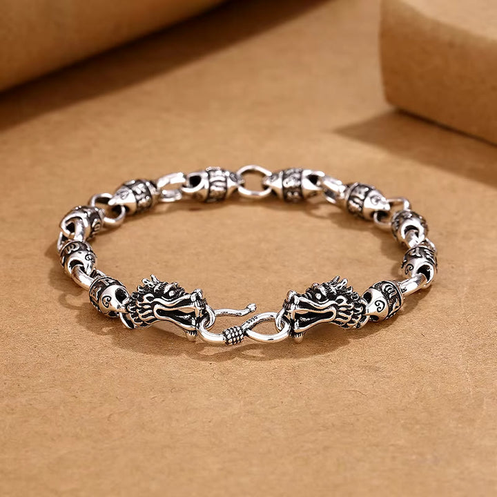 WorldNorse Double Dragon Head Circular Chain Bracelet