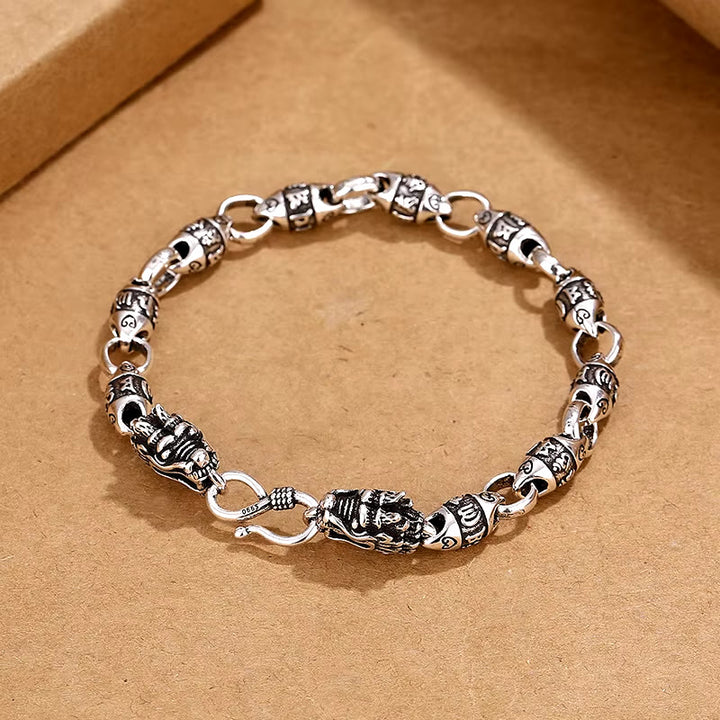 WorldNorse Double Dragon Head Circular Chain Bracelet