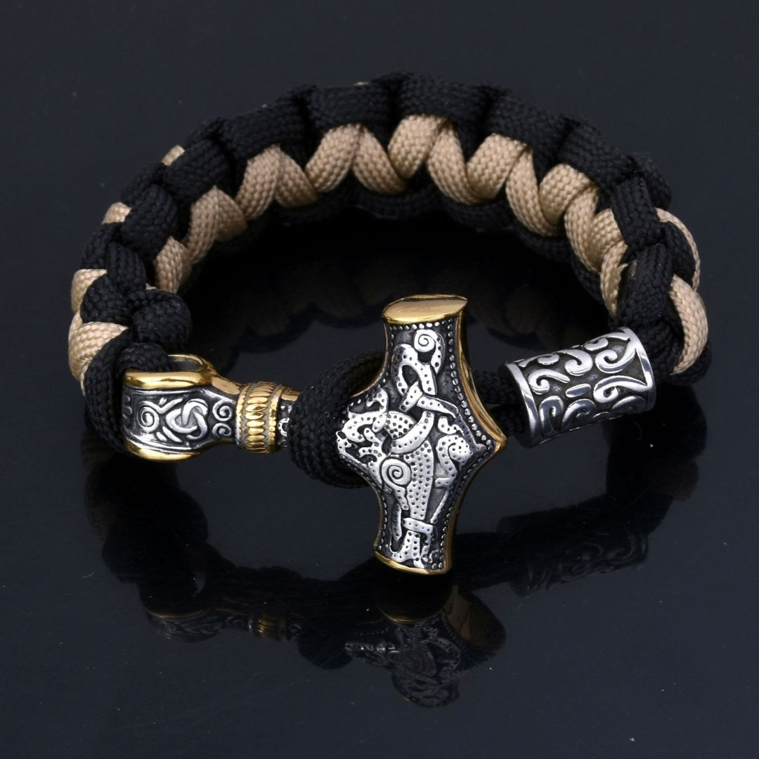 WorldNorse Viking Mjolnir Paracord Braided Bracelet