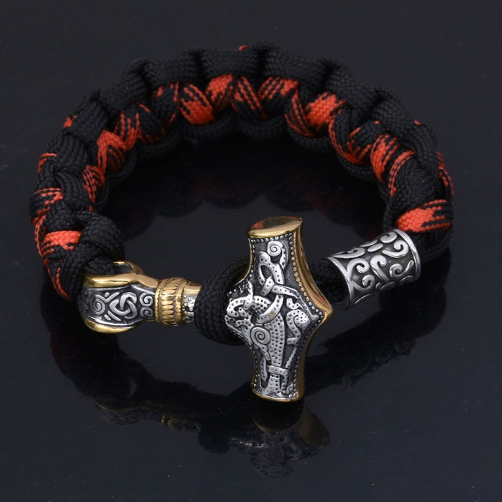 WorldNorse Viking Mjolnir Paracord Braided Bracelet - Black + Camouflage Red - 23cm - image 14