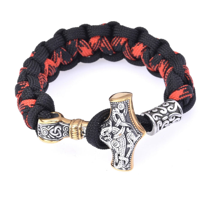 WorldNorse Viking Mjolnir Paracord Braided Bracelet