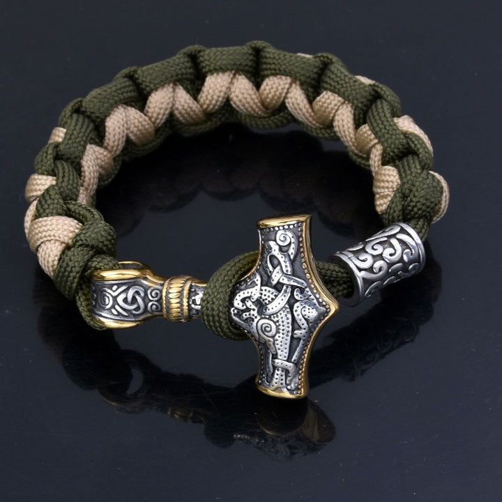 WorldNorse Viking Mjolnir Paracord Braided Bracelet