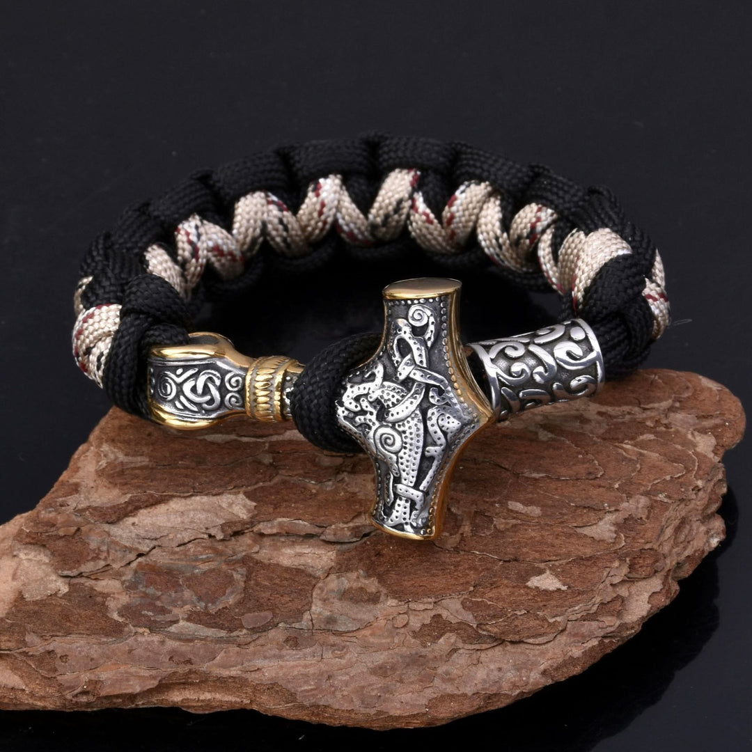 WorldNorse Viking Mjolnir Paracord Braided Bracelet