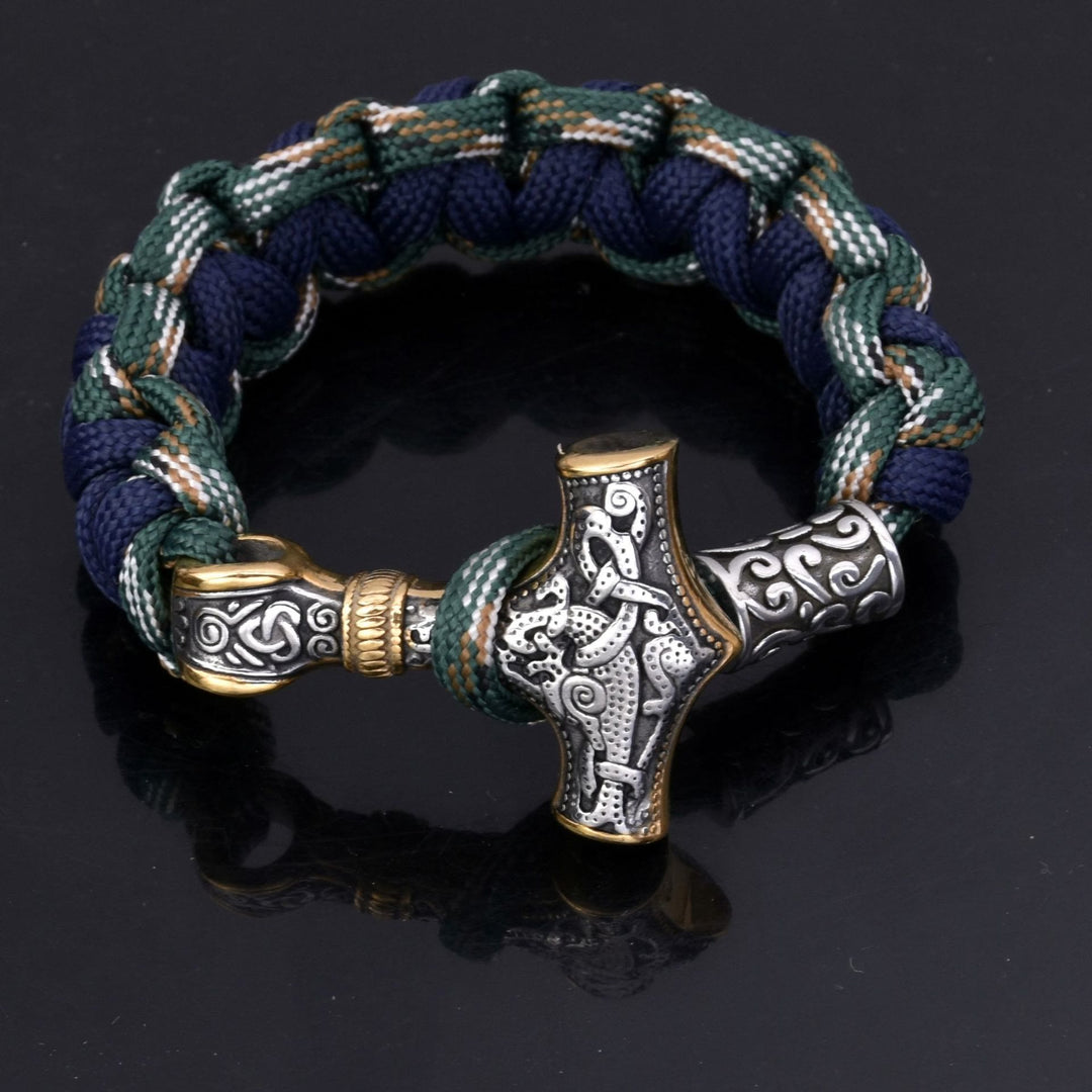 WorldNorse Viking Mjolnir Paracord Braided Bracelet