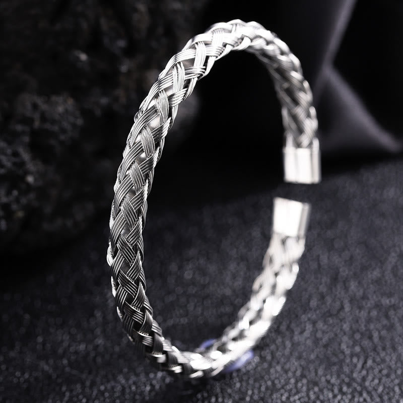 WorldNorse Braided Cable Cuff Bracelet - Silver - image 0