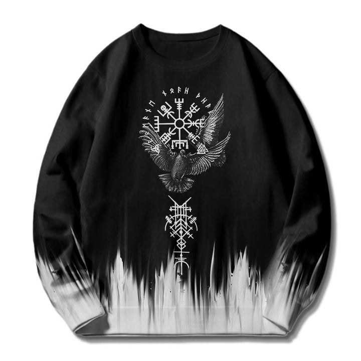 WorldNorse Viking Birds Runes Totem Gradient Sweatshirt