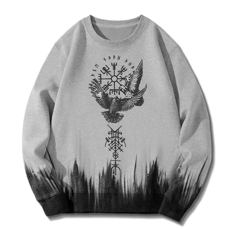 WorldNorse Viking Birds Runes Totem Gradient Sweatshirt