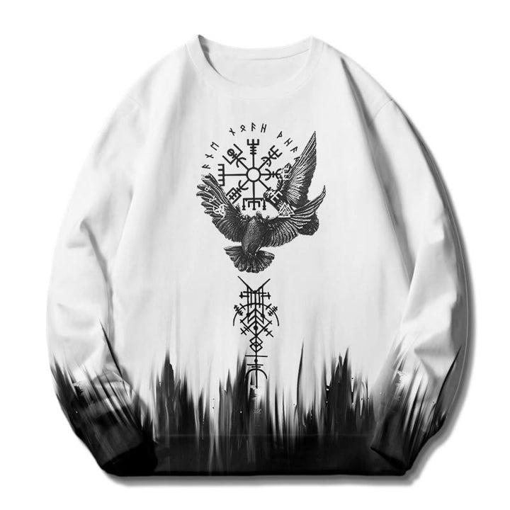 WorldNorse Viking Birds Runes Totem Gradient Sweatshirt