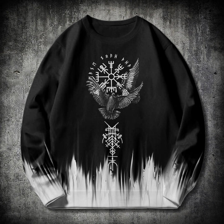 WorldNorse Viking Birds Runes Totem Gradient Sweatshirt