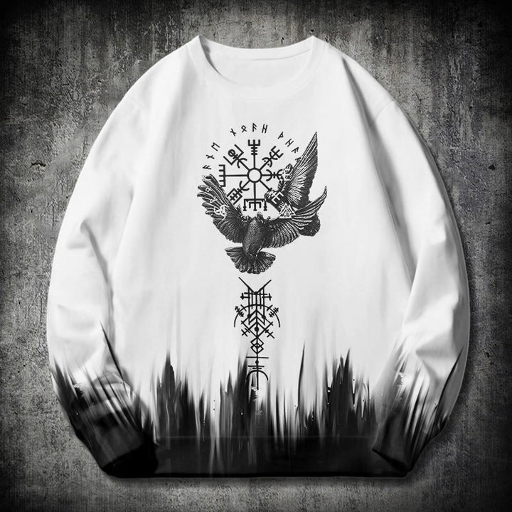 WorldNorse Viking Birds Runes Totem Gradient Sweatshirt