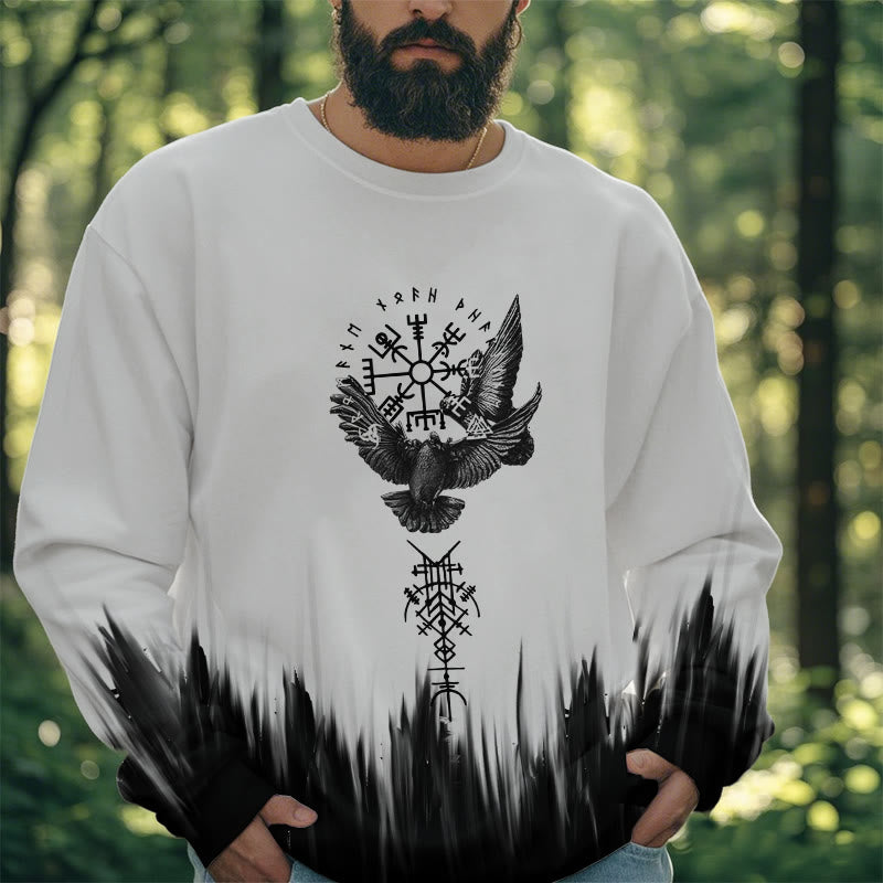 WorldNorse Viking Birds Runes Totem Gradient Sweatshirt