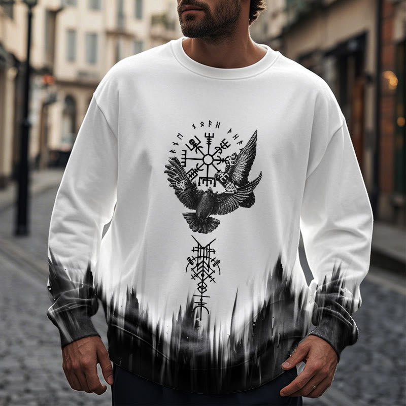 WorldNorse Viking Birds Runes Totem Gradient Sweatshirt