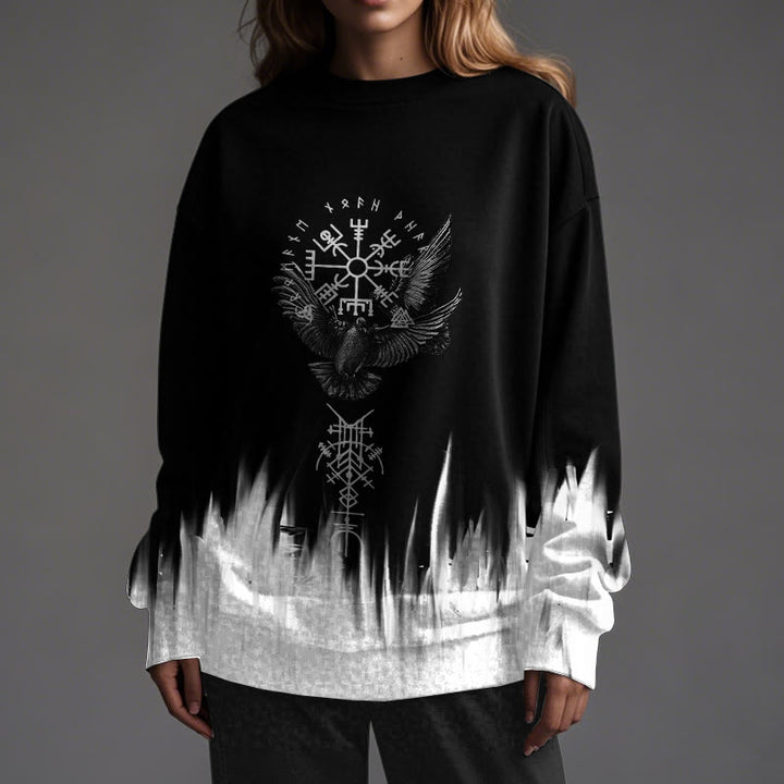 WorldNorse Viking Birds Runes Totem Gradient Sweatshirt