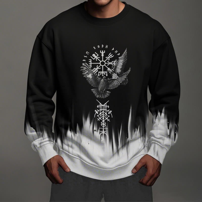 WorldNorse Viking Birds Runes Totem Gradient Sweatshirt