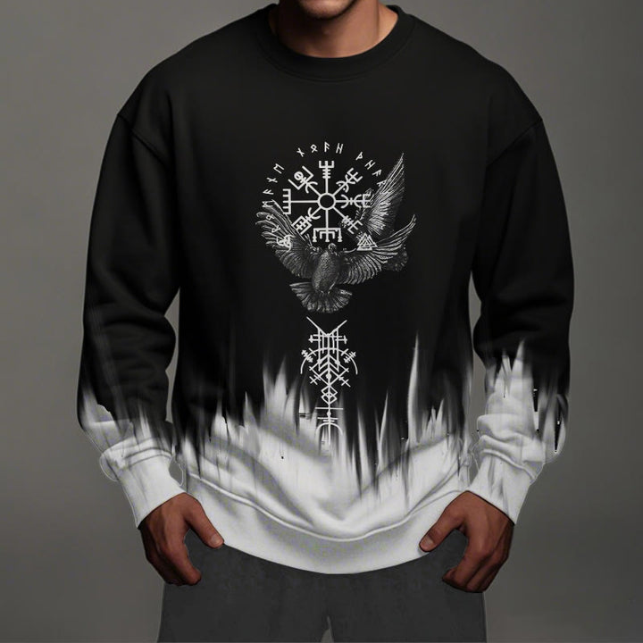 WorldNorse Viking Birds Runes Totem Gradient Sweatshirt