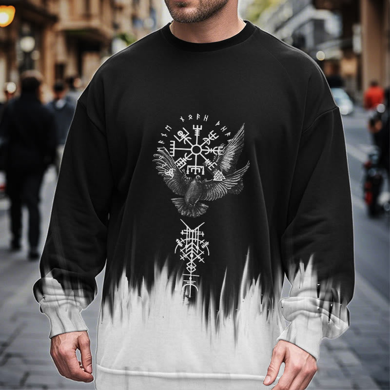 WorldNorse Viking Birds Runes Totem Gradient Sweatshirt