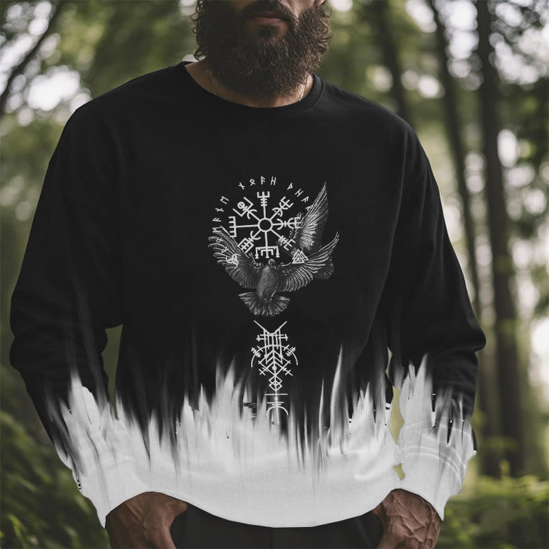 WorldNorse Viking Birds Runes Totem Gradient Sweatshirt