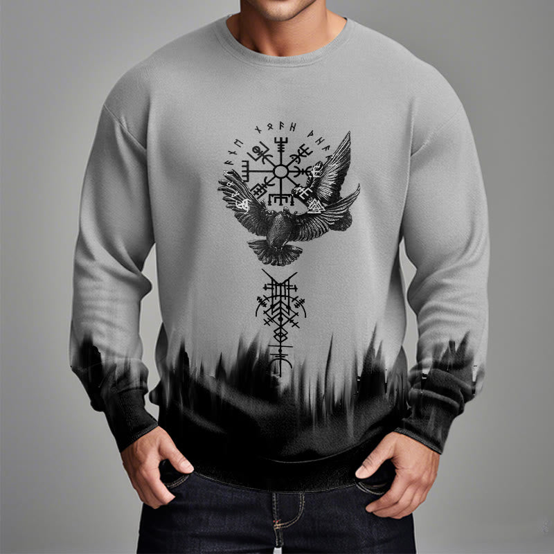 WorldNorse Viking Birds Runes Totem Gradient Sweatshirt