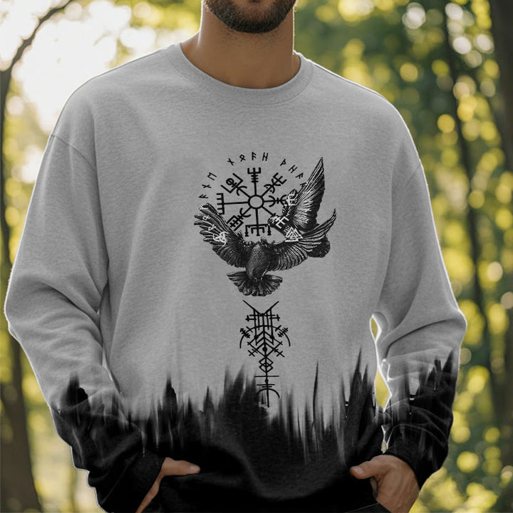 WorldNorse Viking Birds Runes Totem Gradient Sweatshirt