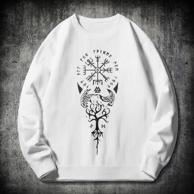 WorldNorse Vegvisir Yggdrasil Raven Sweatshirt - White - 2XL - image 10