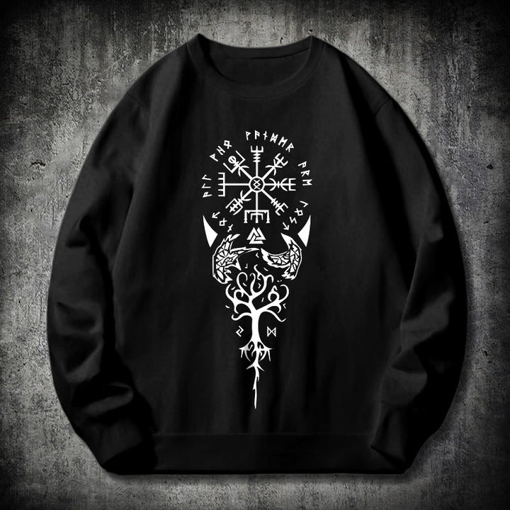 WorldNorse Vegvisir Yggdrasil Raven Sweatshirt - Black - 2XL - image 0