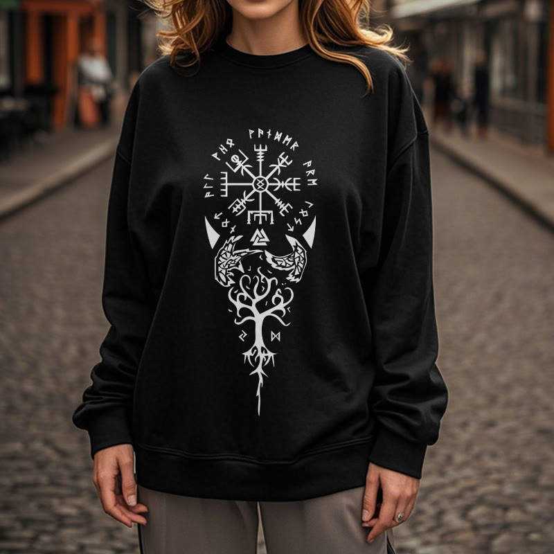 WorldNorse Vegvisir Yggdrasil Raven Sweatshirt - image 9