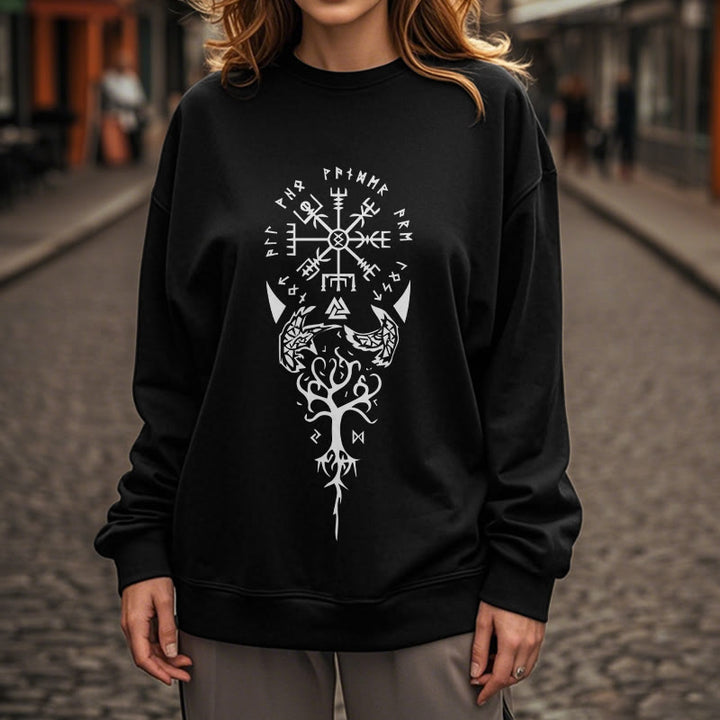 WorldNorse Vegvisir Yggdrasil Raven Sweatshirt - image 9