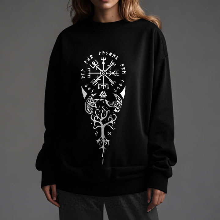 WorldNorse Vegvisir Yggdrasil Raven Sweatshirt