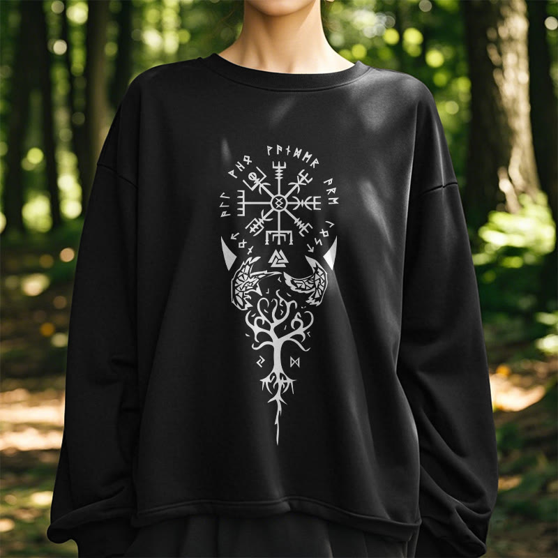 WorldNorse Vegvisir Yggdrasil Raven Sweatshirt