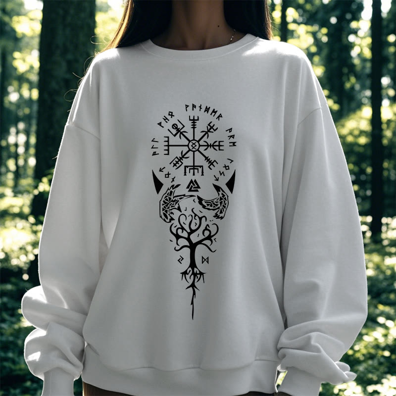 WorldNorse Vegvisir Yggdrasil Raven Sweatshirt