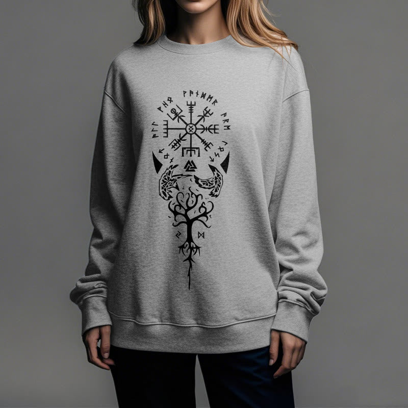 WorldNorse Vegvisir Yggdrasil Raven Sweatshirt