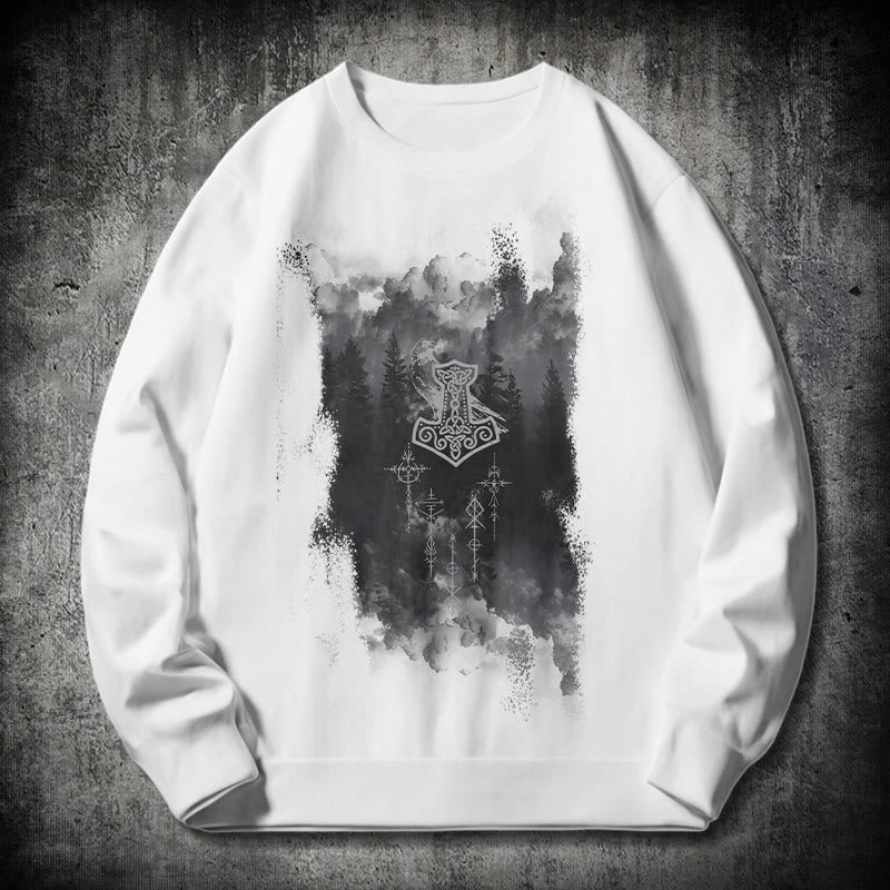 WorldNorse Raven Thor's Hammer Sweatshirt - White - 2XL - image 10