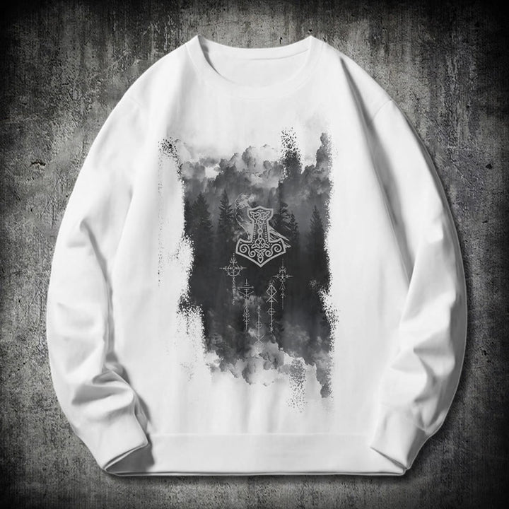WorldNorse Raven Thor's Hammer Sweatshirt - White - 2XL - image 10