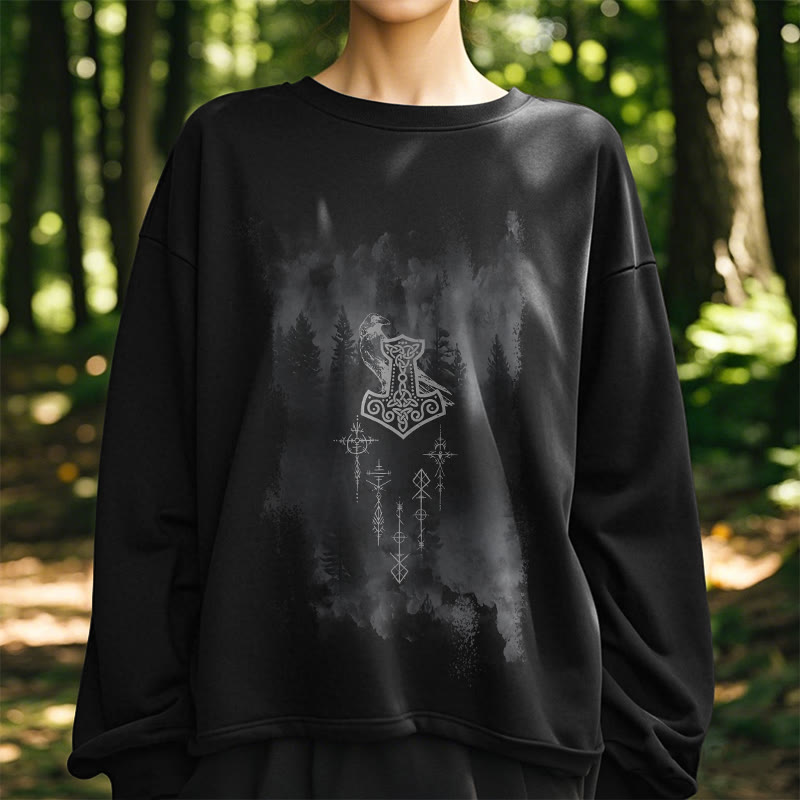 WorldNorse Raven Thor's Hammer Sweatshirt - image 8