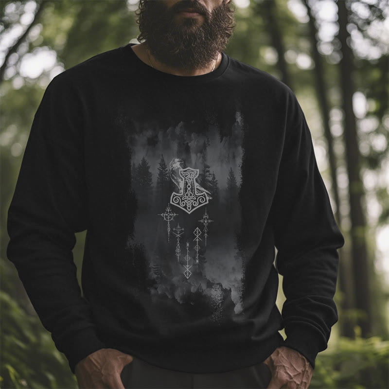 WorldNorse Raven Thor's Hammer Sweatshirt - image 5