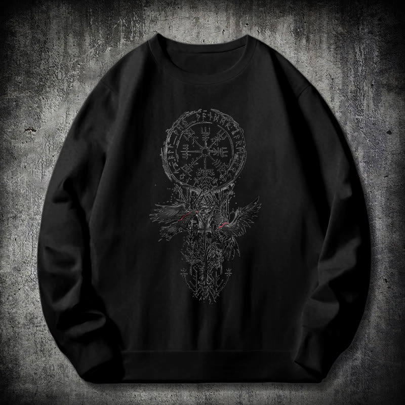 WorldNorse Viking Vegvisir Valknut Totem Sweatshirt - Black - 2XL - image 0