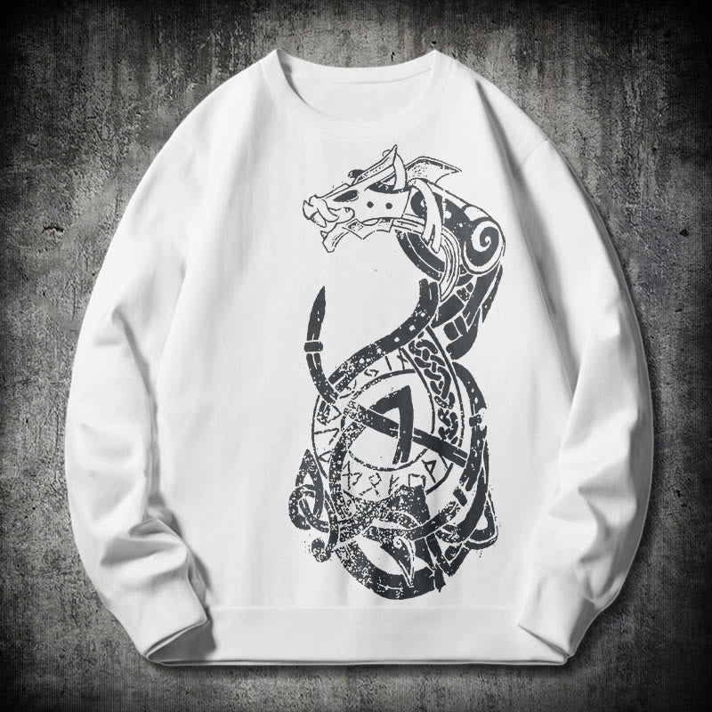 WorldNorse Celtic Knot Dragon Runes Sweatshirt - White - 2XL - image 10