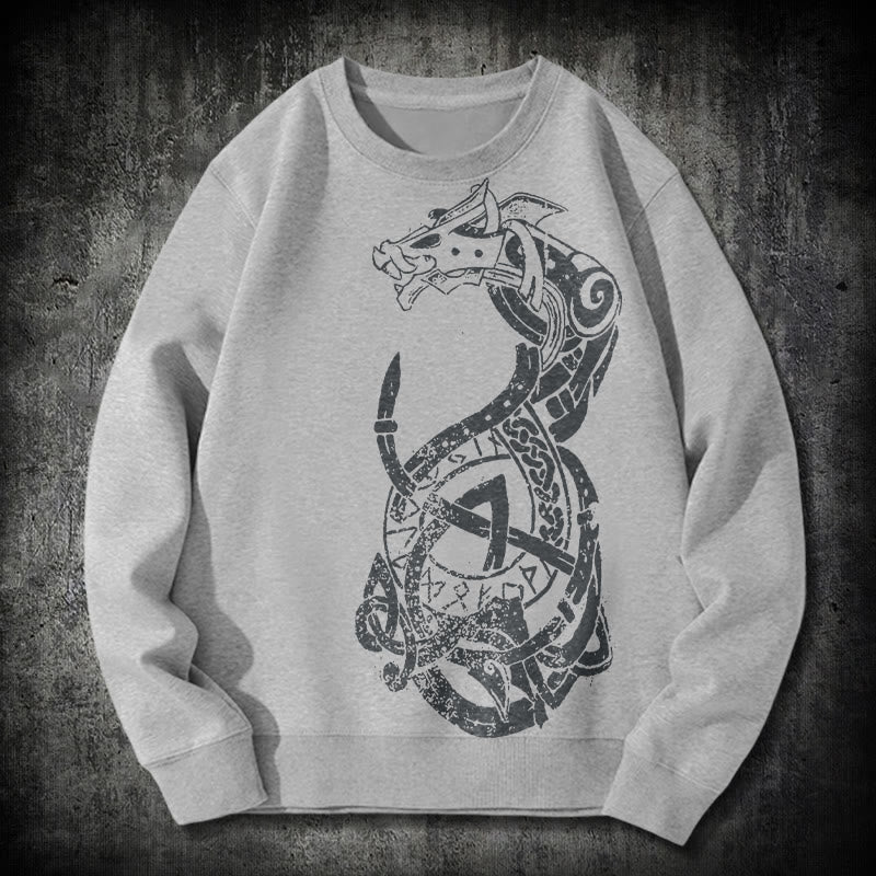 WorldNorse Celtic Knot Dragon Runes Sweatshirt