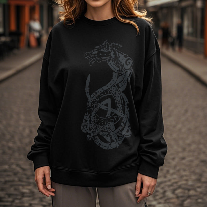 WorldNorse Celtic Knot Dragon Runes Sweatshirt