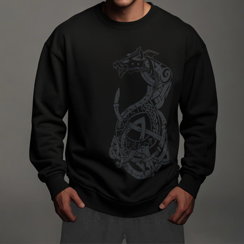 WorldNorse Celtic Knot Dragon Runes Sweatshirt