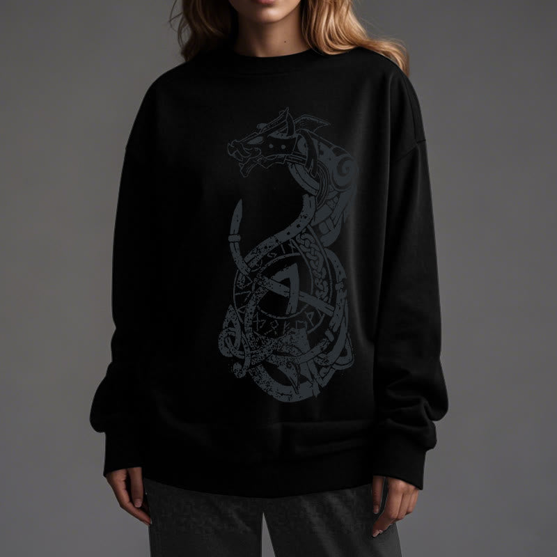 WorldNorse Celtic Knot Dragon Runes Sweatshirt