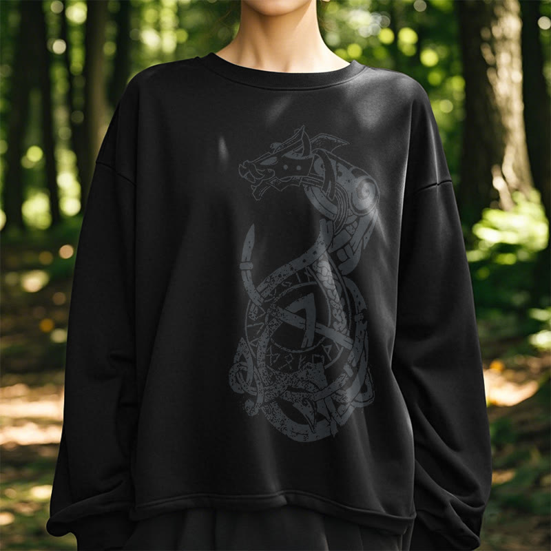 WorldNorse Celtic Knot Dragon Runes Sweatshirt