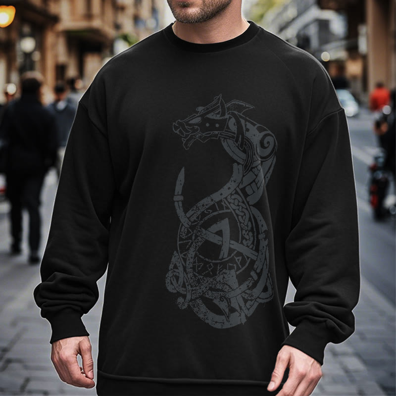 WorldNorse Celtic Knot Dragon Runes Sweatshirt