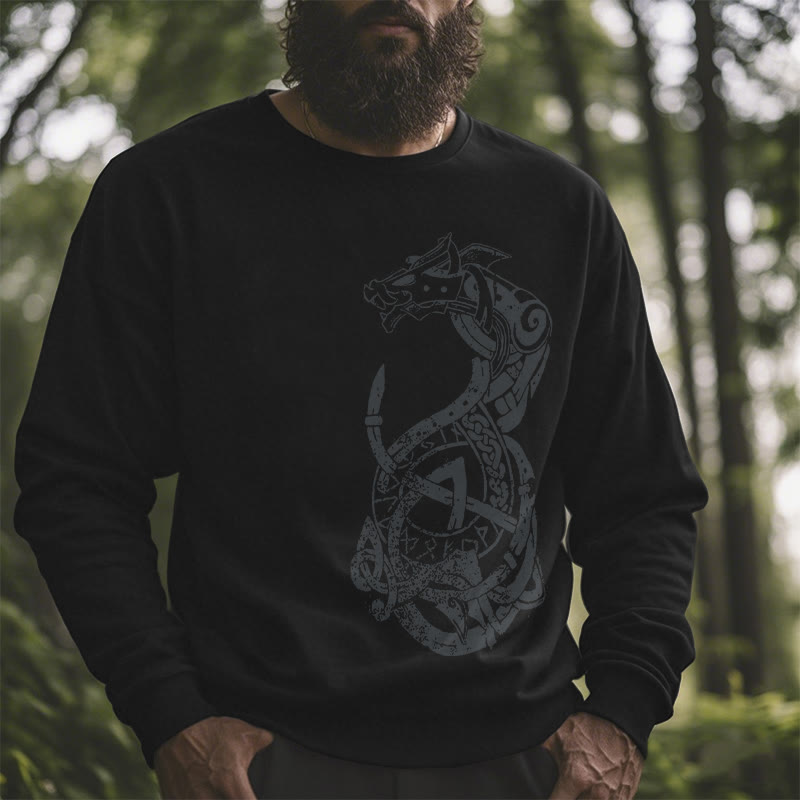 WorldNorse Celtic Knot Dragon Runes Sweatshirt