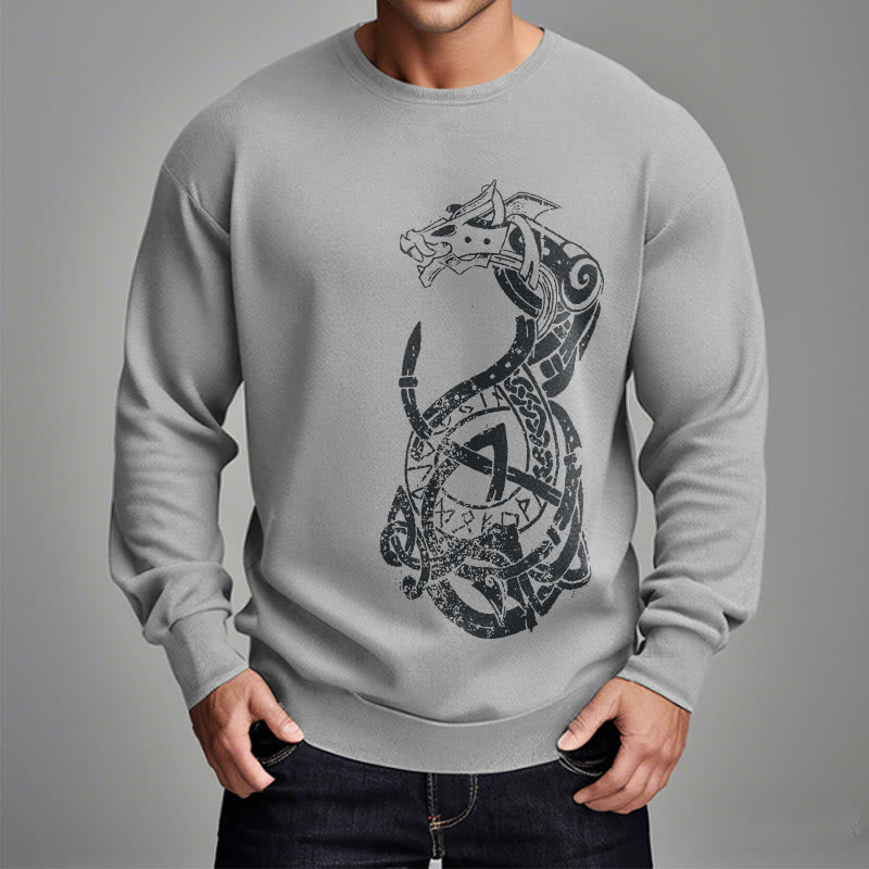 WorldNorse Celtic Knot Dragon Runes Sweatshirt