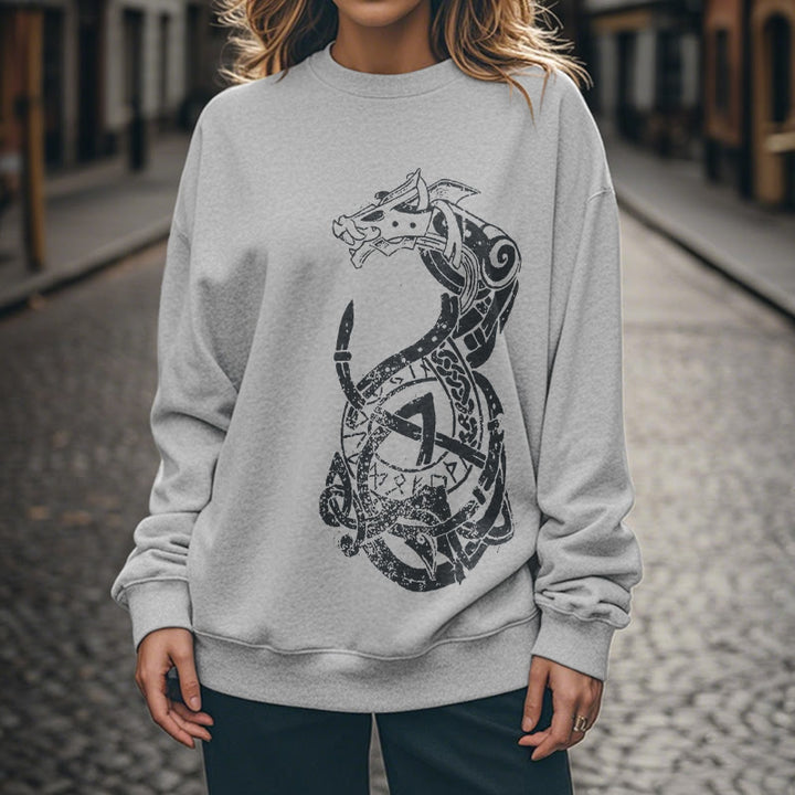 WorldNorse Celtic Knot Dragon Runes Sweatshirt