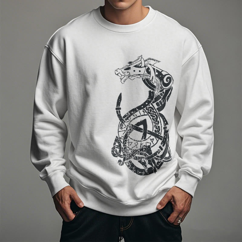 WorldNorse Celtic Knot Dragon Runes Sweatshirt