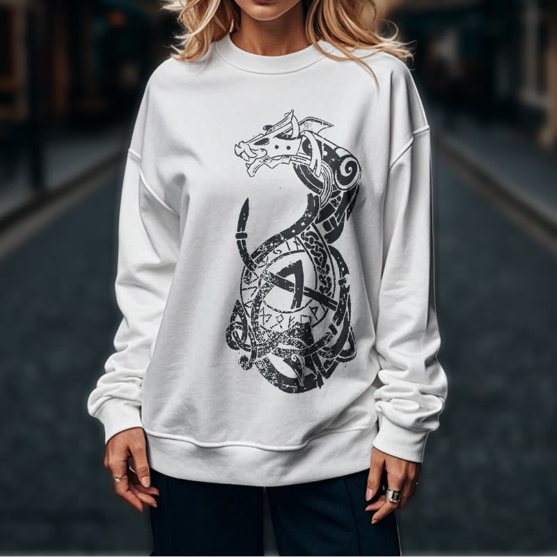 WorldNorse Celtic Knot Dragon Runes Sweatshirt